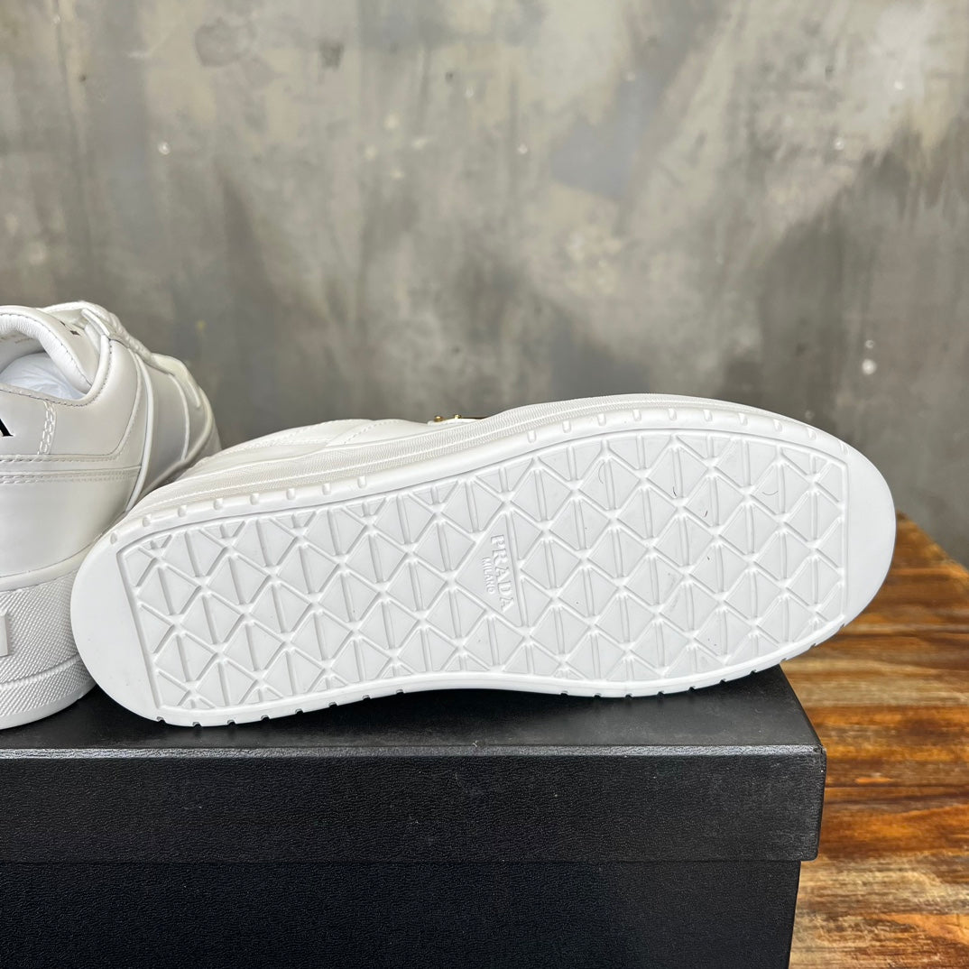 Prada Downtown Bold Leather Sneakers White