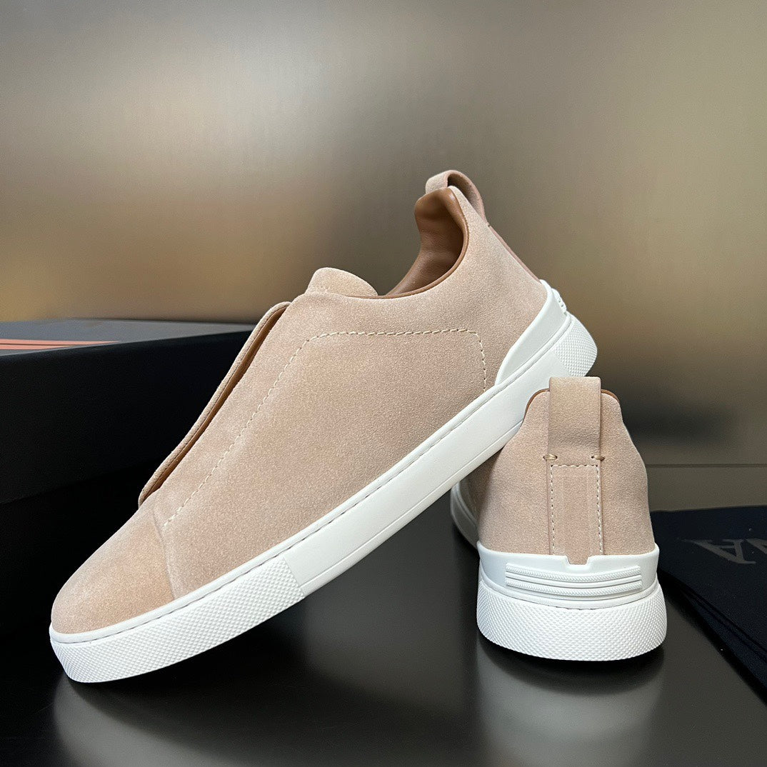 ZEGNA Suede Triple Stitch Sneakers