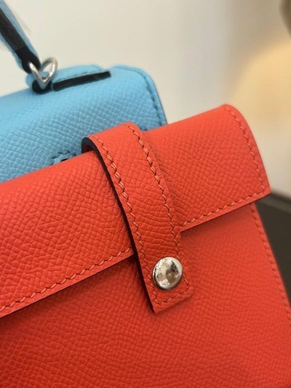 Bolsa Hermès Kelly Idole Kelly Doll in Lizard Blue