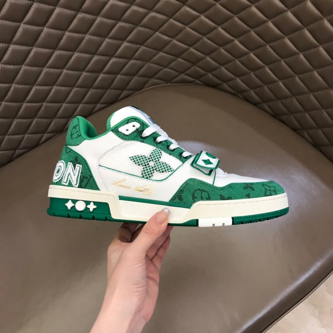 Tenis LV Trainer Velcro Green Monogram Denim