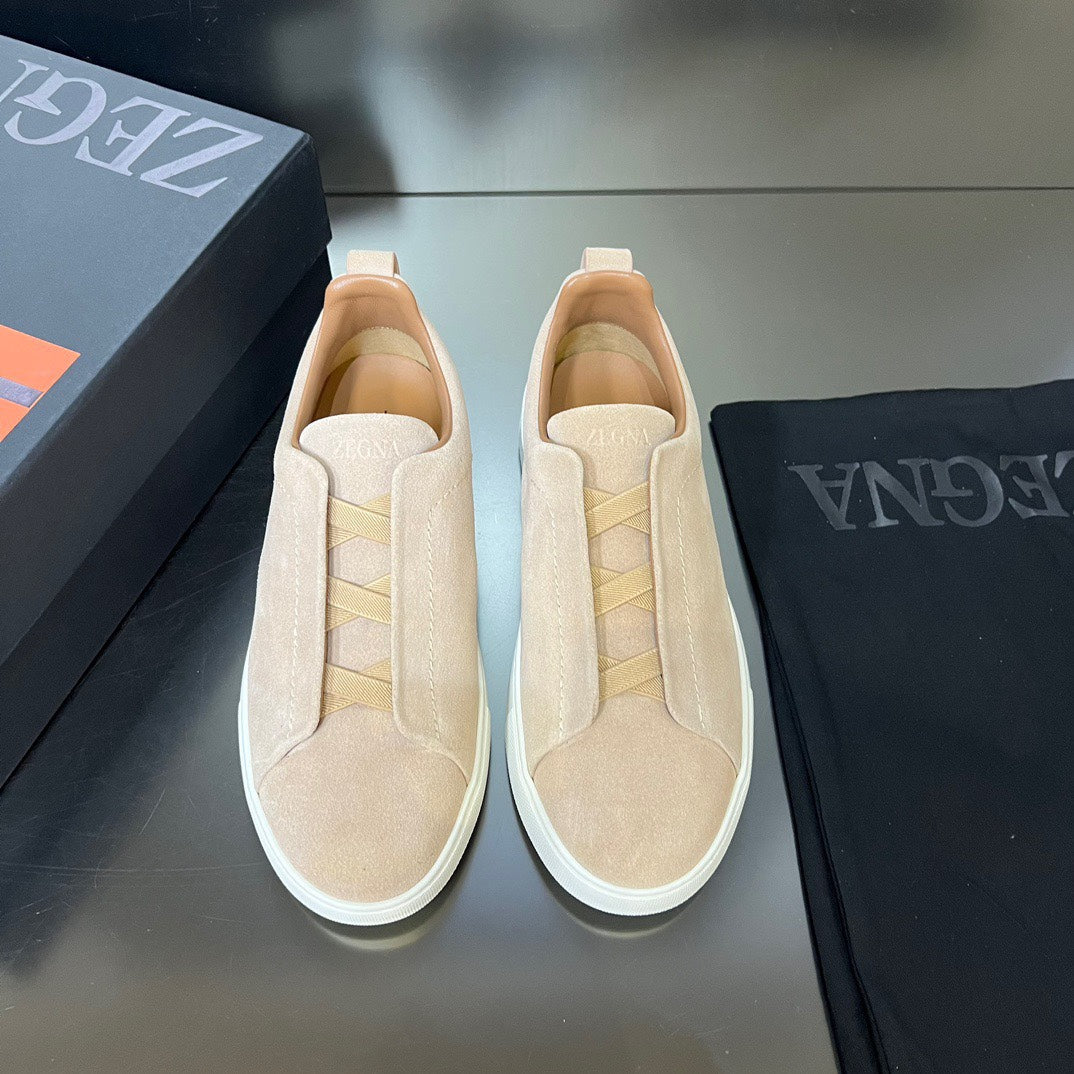 ZEGNA Suede Triple Stitch Sneakers