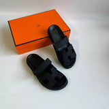 Hermes Chypre Black Flap Sandal Noir