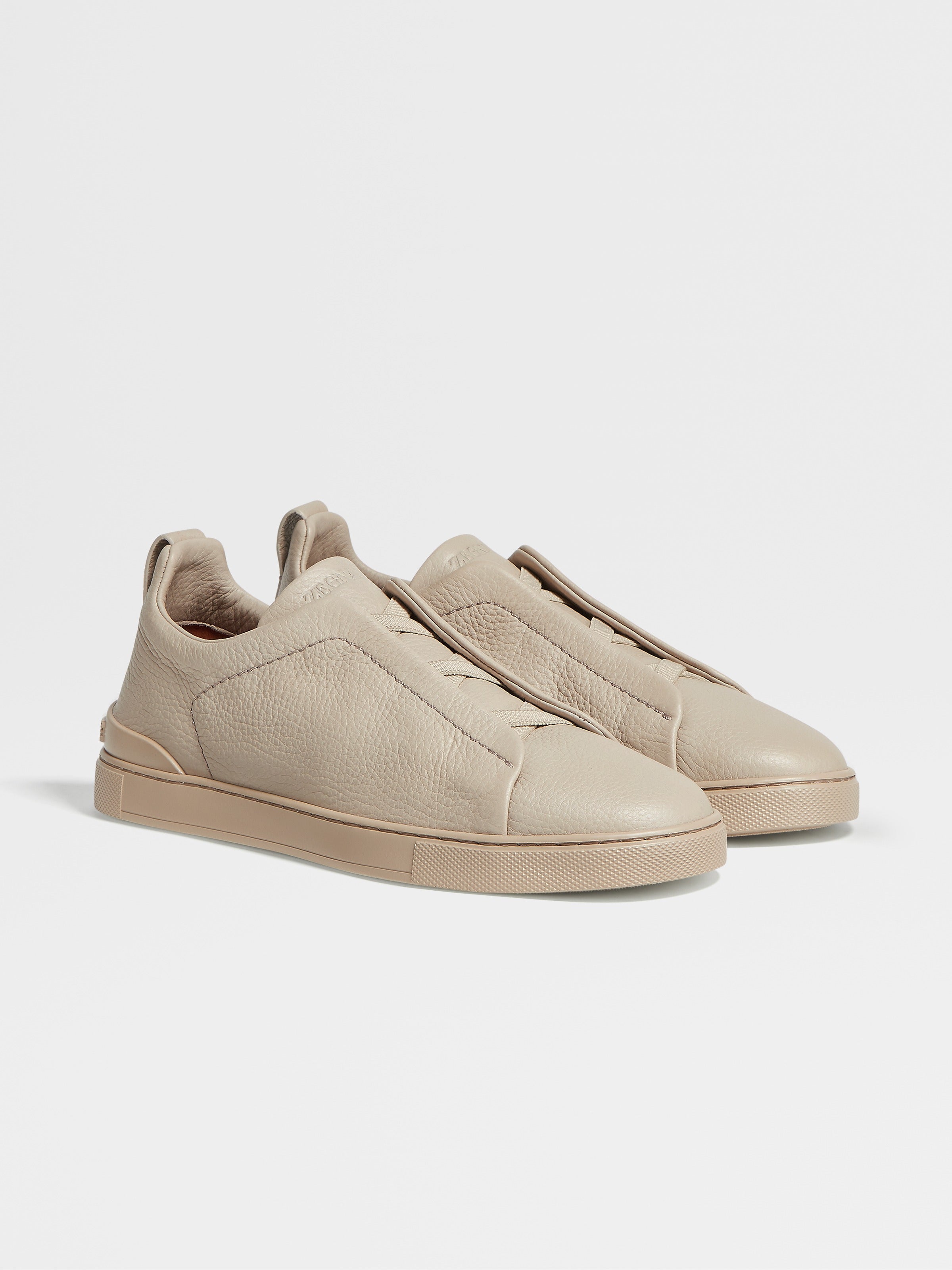 Tênis Zegna Beige Deerskin Triple Stitch Sneakers