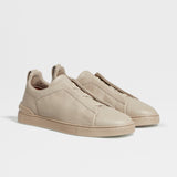 Tênis Zegna Beige Deerskin Triple Stitch Sneakers