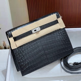 Bolsa Hermes Kelly Pochette 22 Crocodile 88 Graphite