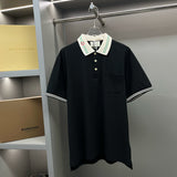 Moncler Polo T Shirt black gola listra verde