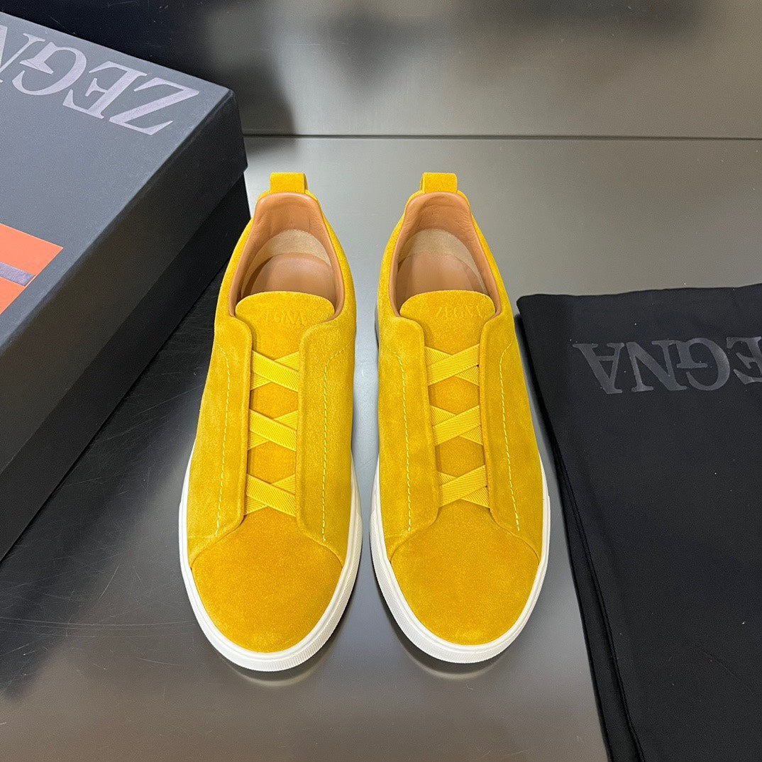 ZEGNA Suede Triple Stitch Sneakers