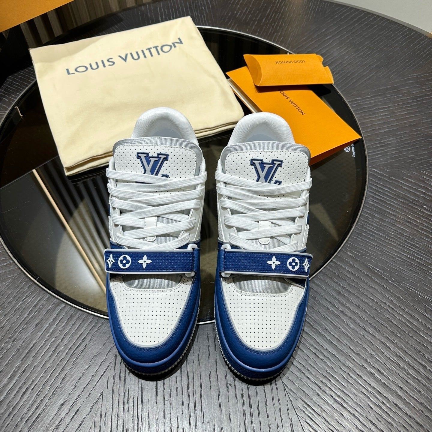 Louis Vuitton LV Trainer Low Velcro Strap Monogram Blue