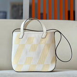Bolsa Hermès Cabas H Biais 27 White Yellow