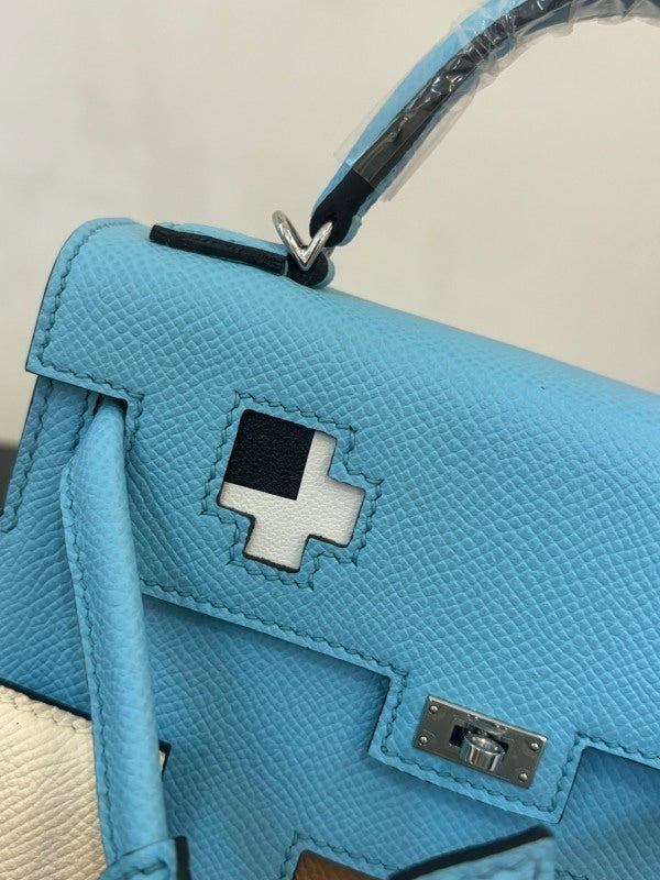 Bolsa Hermès Kelly Idole Kelly Doll in Lizard Blue