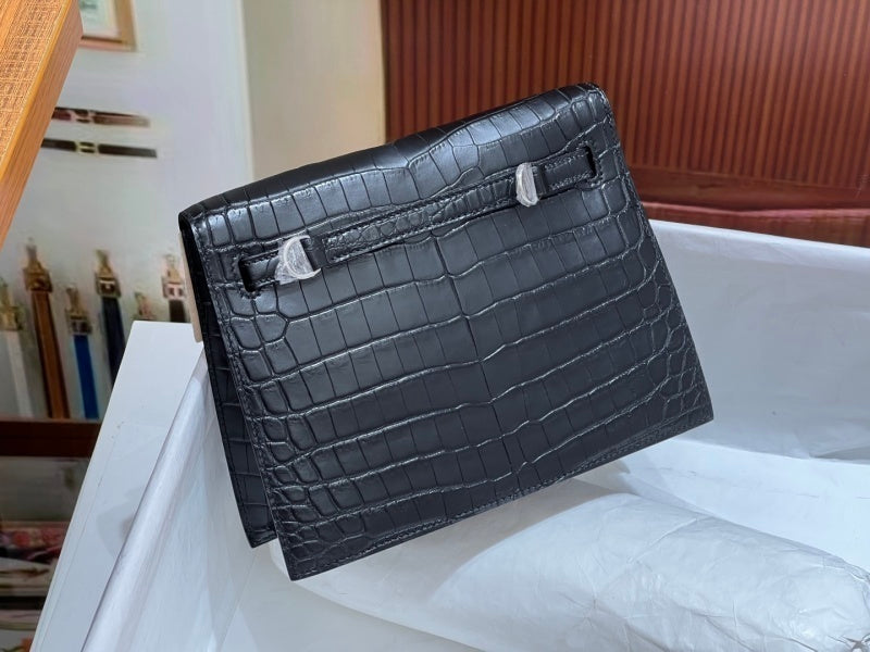 Bolsa Hermes Kelly Pochette 22 Crocodile 88 Graphite