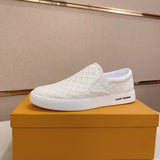 Lv Slip on Leather White Monogram Black