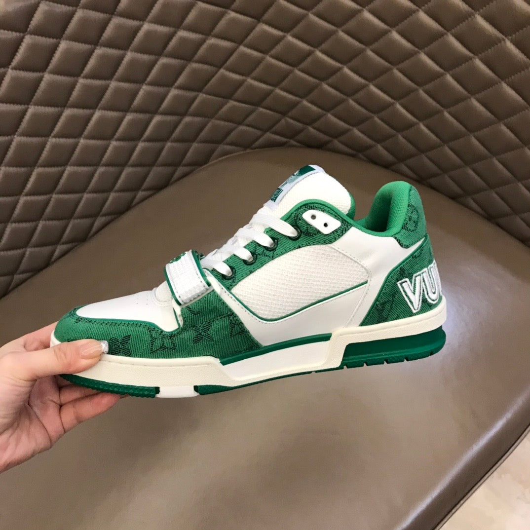 Tenis LV Trainer Velcro Green Monogram Denim