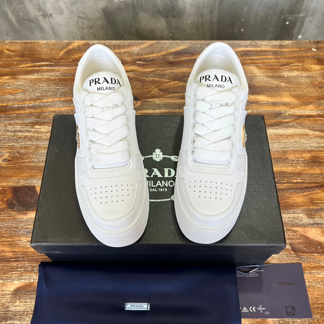 Prada Downtown Bold Leather Sneakers White