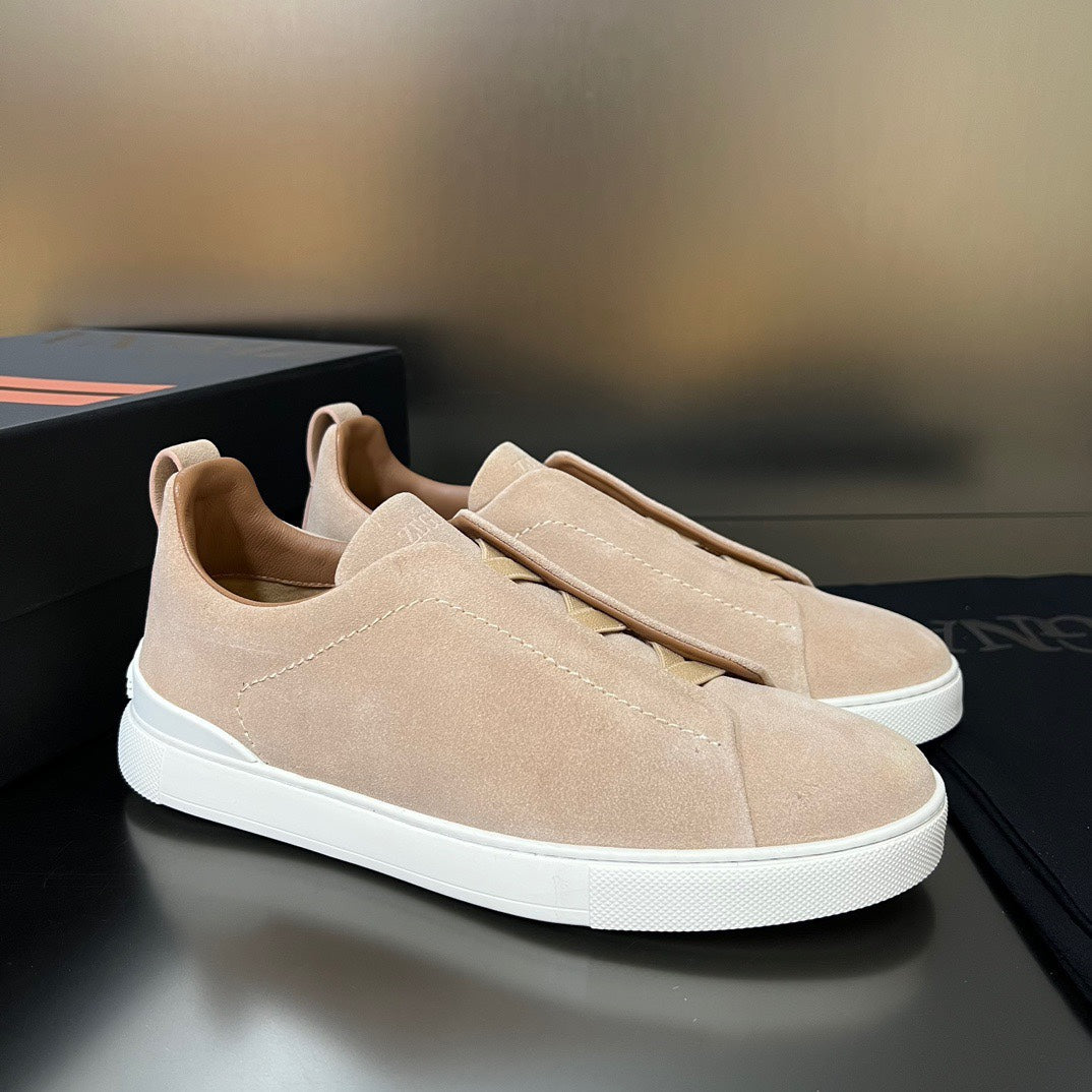 ZEGNA Suede Triple Stitch Sneakers