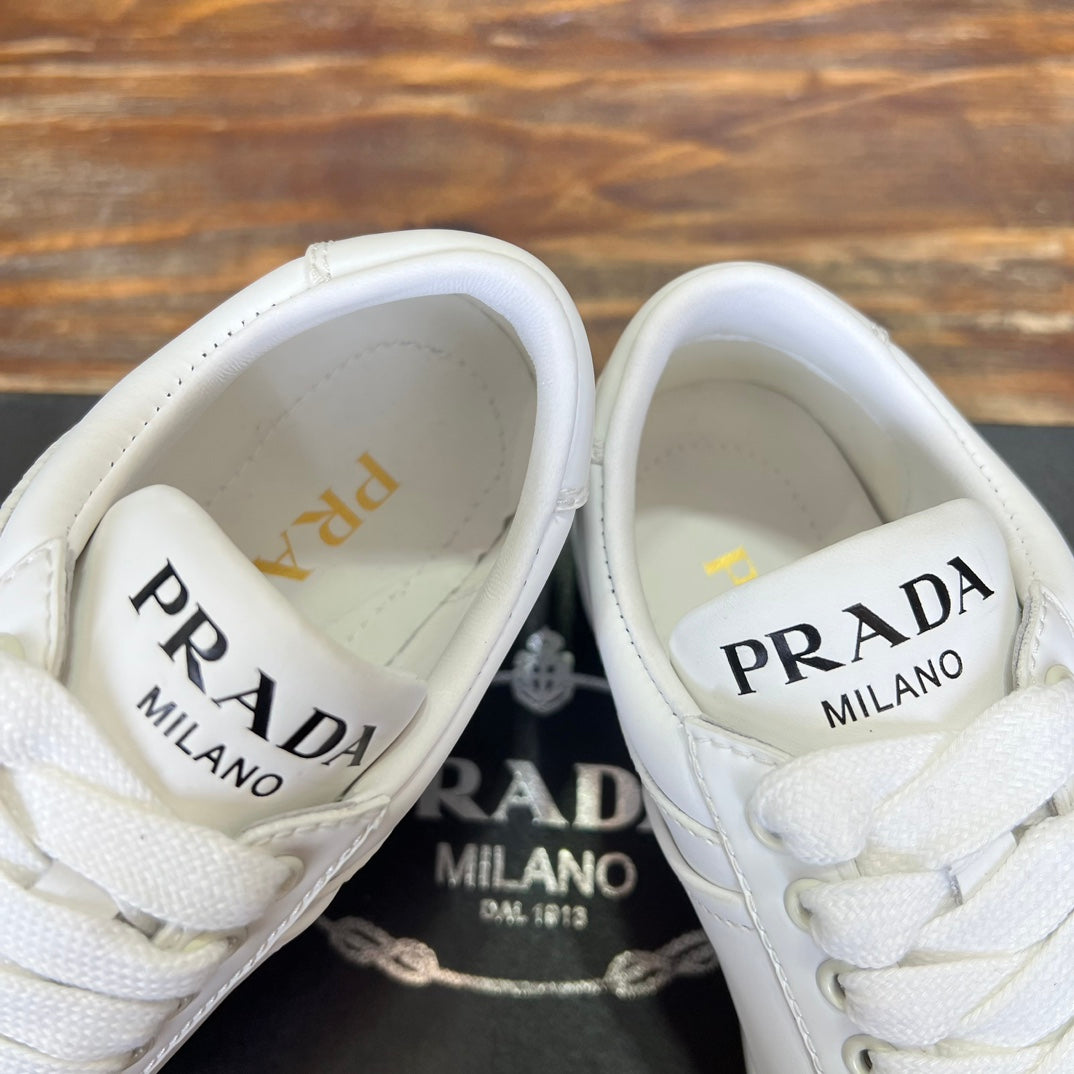 Prada Downtown Bold Leather Sneakers White