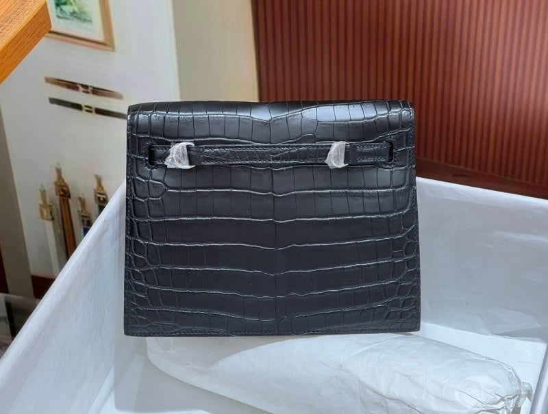 Bolsa Hermes Kelly Pochette 22 Crocodile 88 Graphite