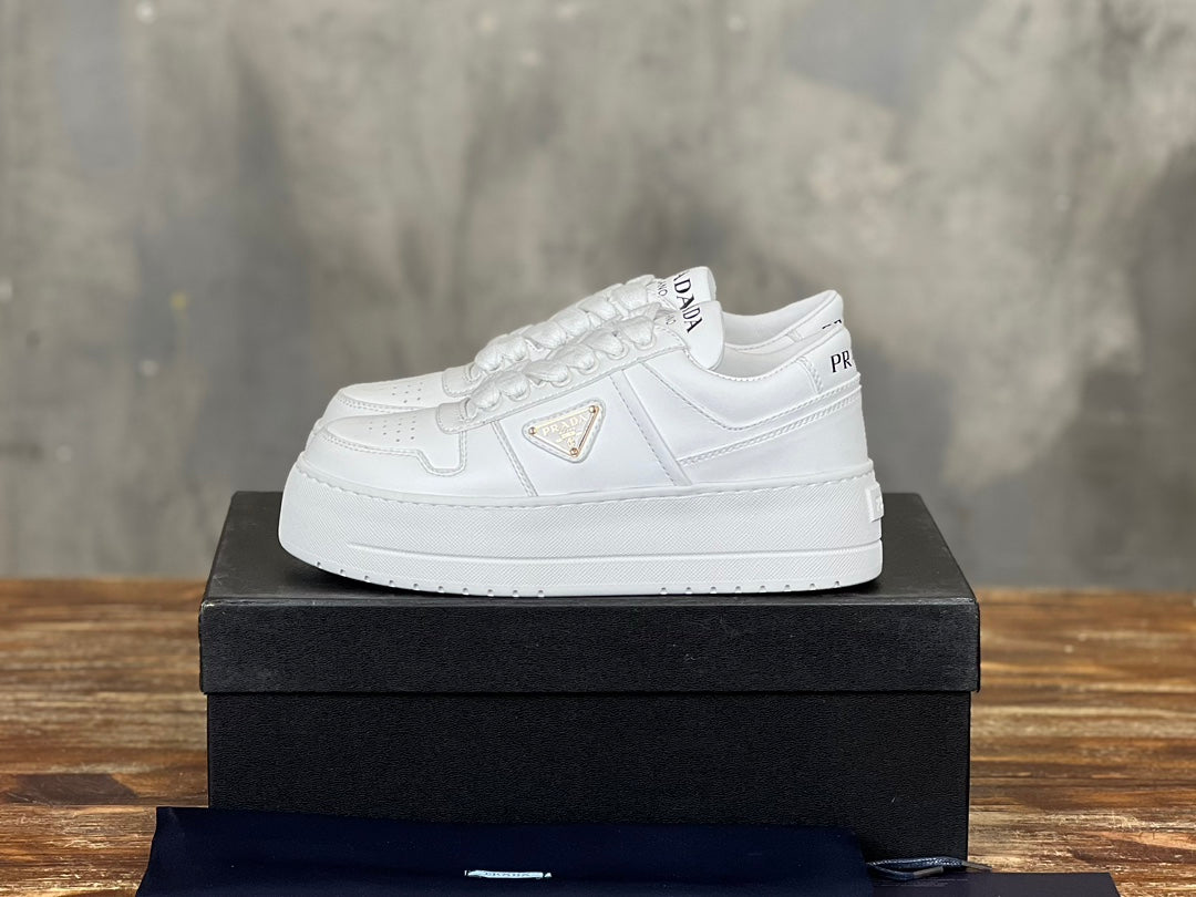 Prada Downtown Bold Leather Sneakers White