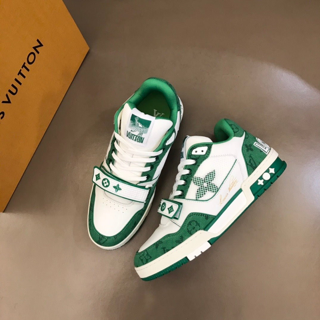 Tenis LV Trainer Velcro Green Monogram Denim