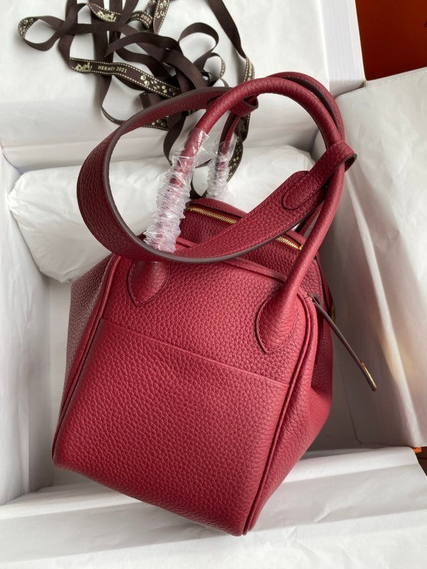 Bolsa Hermes Lindy 26 Rouge Grenat Clemence Leather