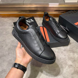 Tênis Zegna Triple Stitch Leather Sneakers All Black (Pronta Entrega) Tamanho 40