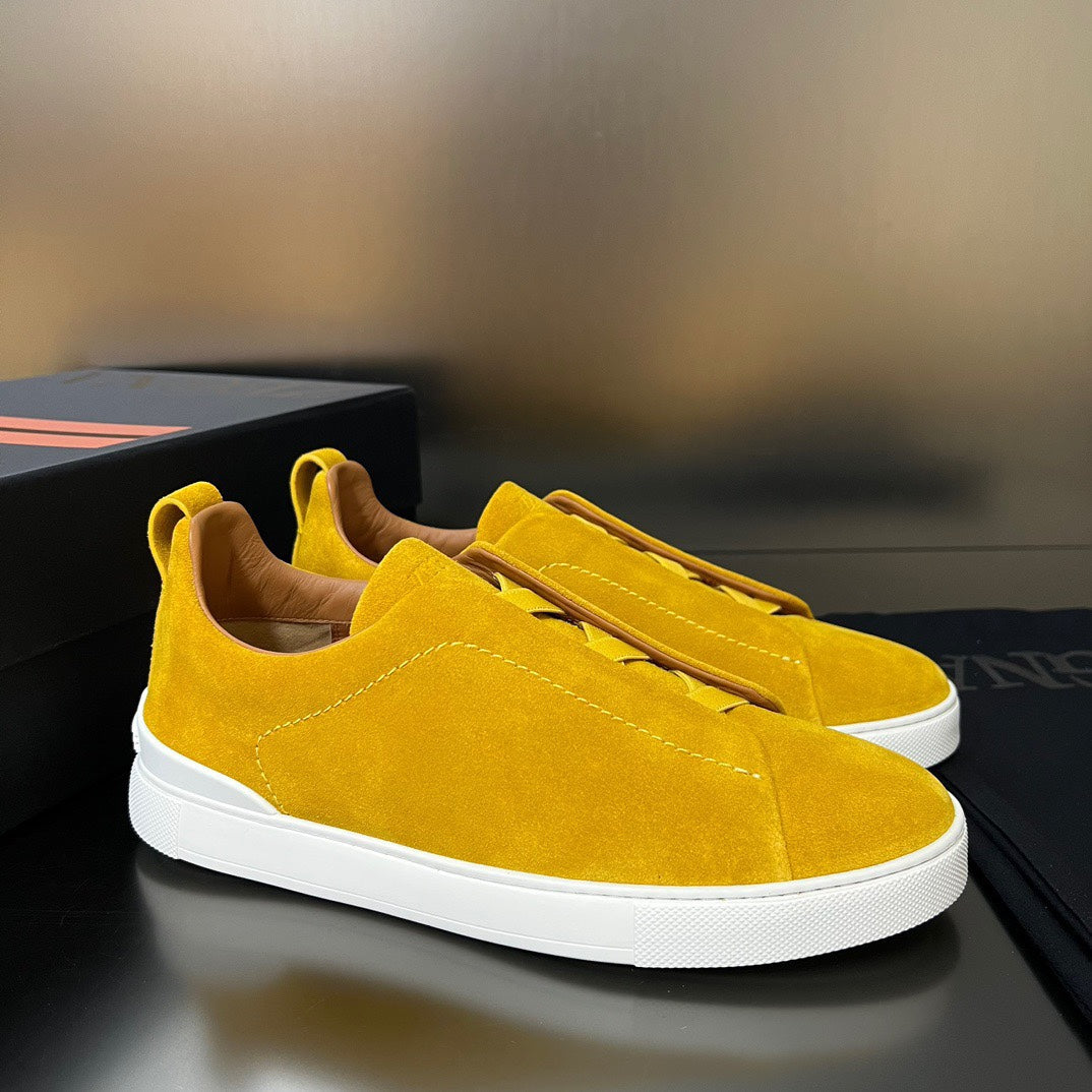 ZEGNA Suede Triple Stitch Sneakers