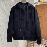 JAQUETA Louis Vuitton Contrast Appliqué Monogram Zip-Up Hoodie Black