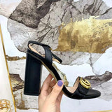 Gucci GG 105mm Heeled Sandal Black Leather
