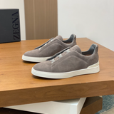 Tênis Zegna Triple Stitch Suede Sneakers Grey