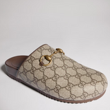 Mule Gucci Beige and ebony GG Supreme canvas