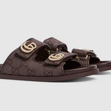 Chinelo Gucci Slipper Double GG Dark brown GG canvas