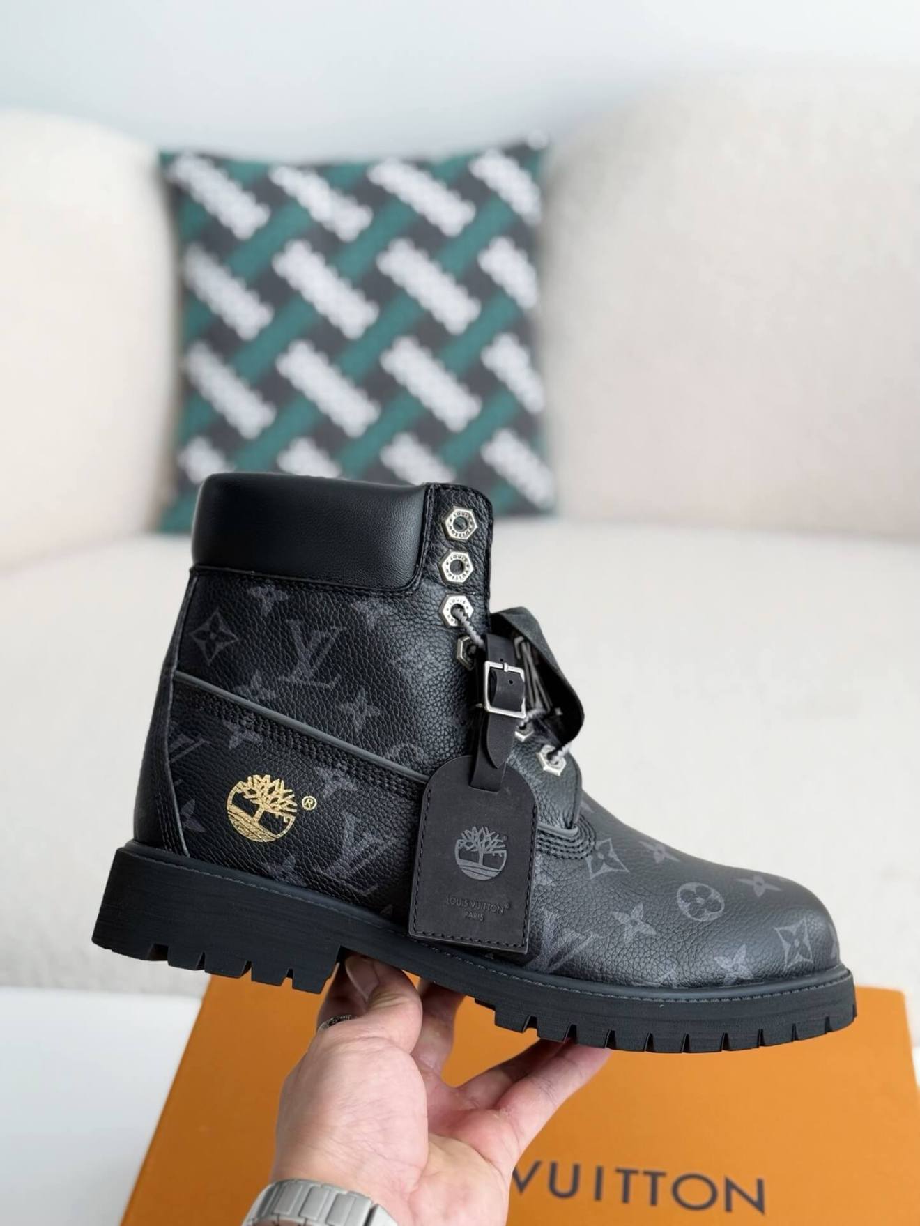 Louis Vuitton LV x Timberland 6-Inch Ankle All Black Leather Boot