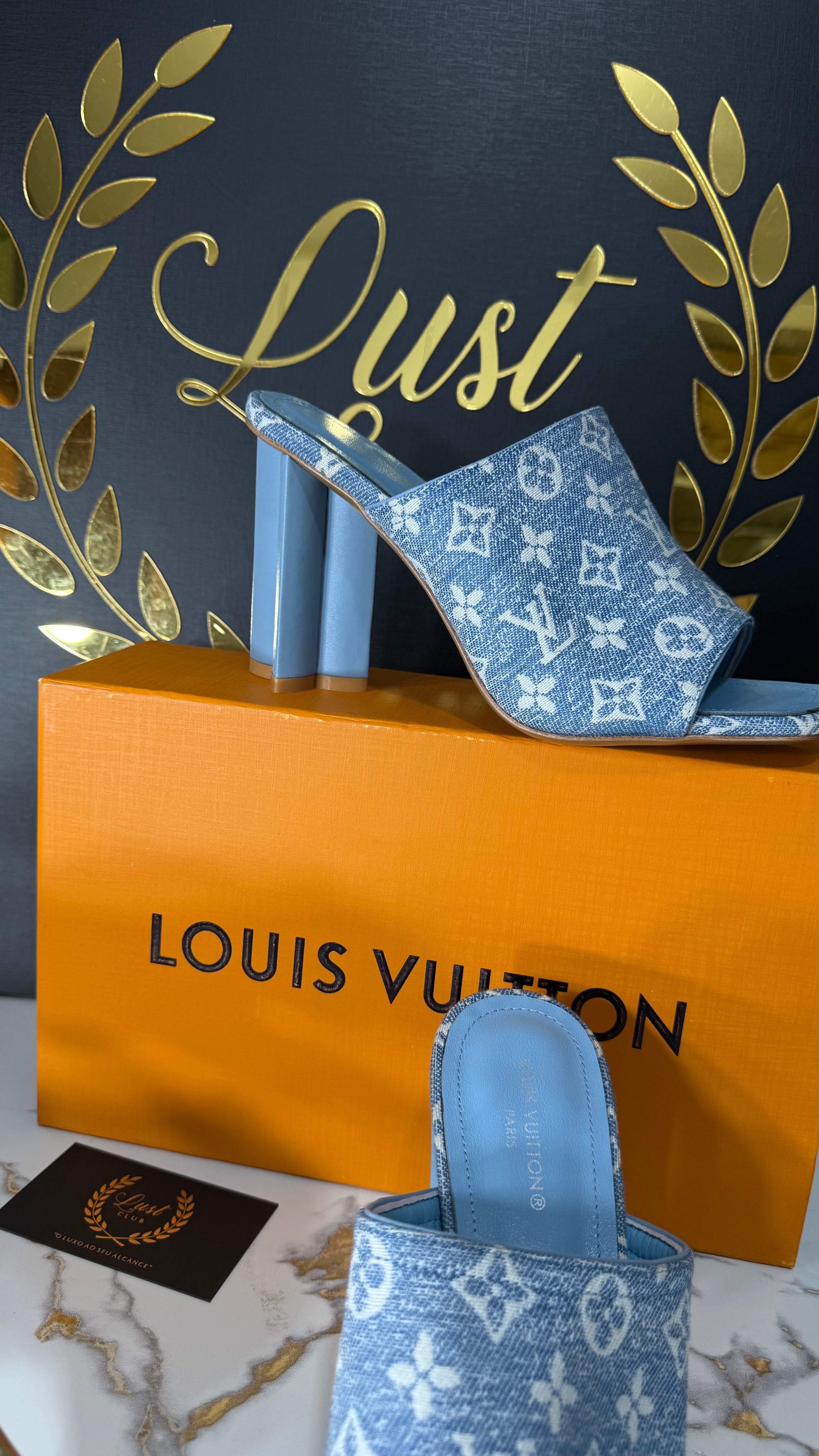 LV Sandália Denin 3D Damier