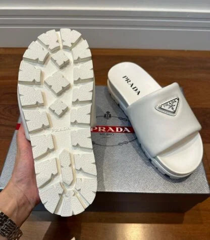 Prada Chinelo White Logo Slide