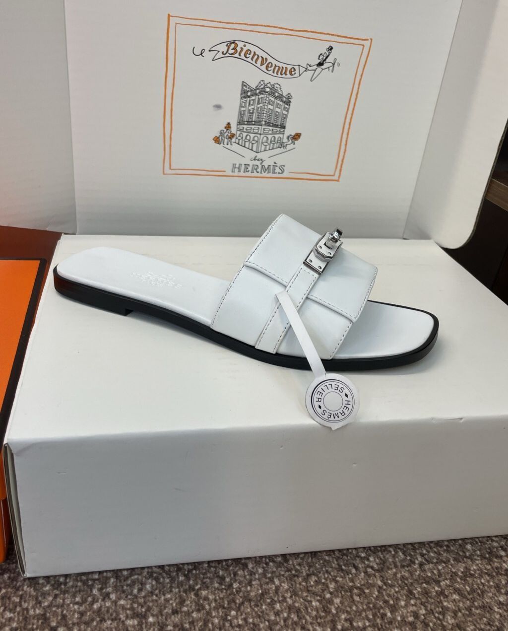 Hermes Gabriel Sandal Noir White