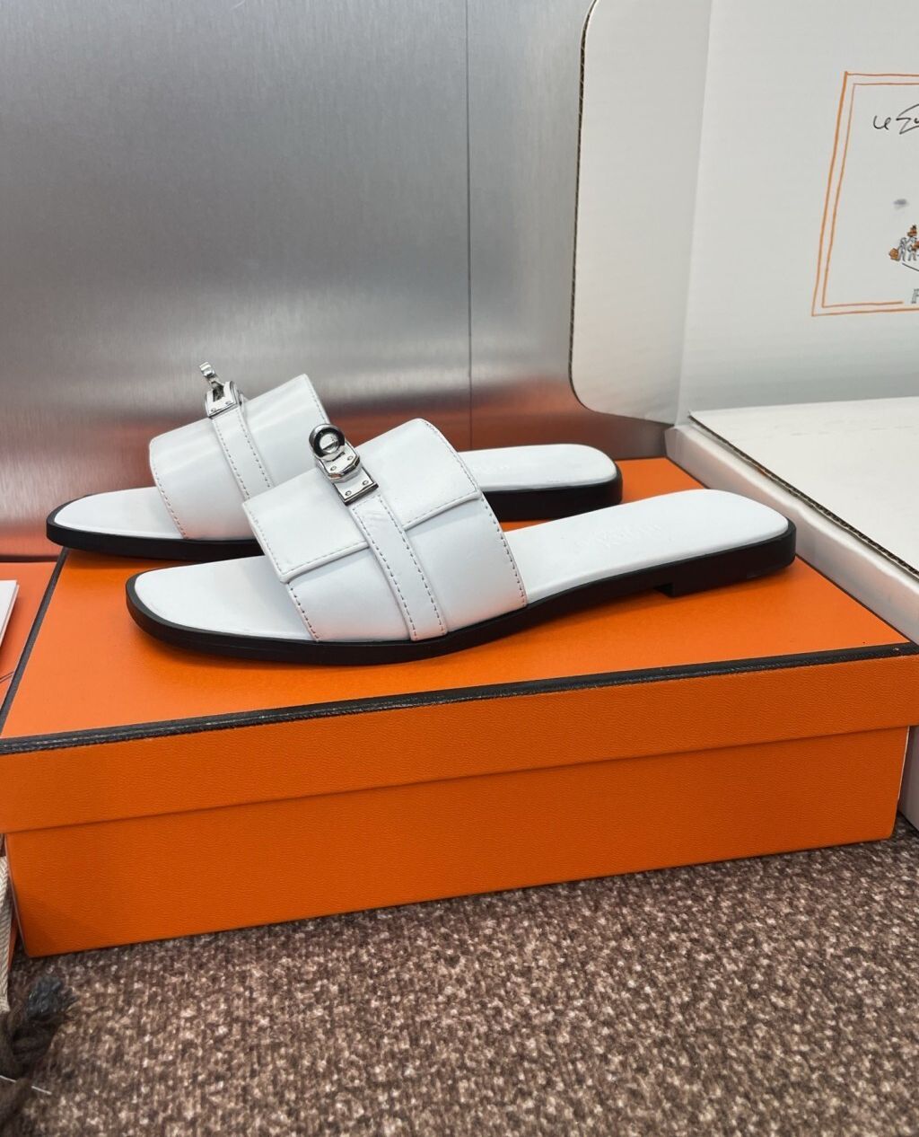 Hermes Gabriel Sandal Noir White