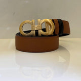 Cinto Ferragamo Gancini Brown Gold