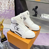 TÊNIS LV Boots High Top Black White Details Halftime