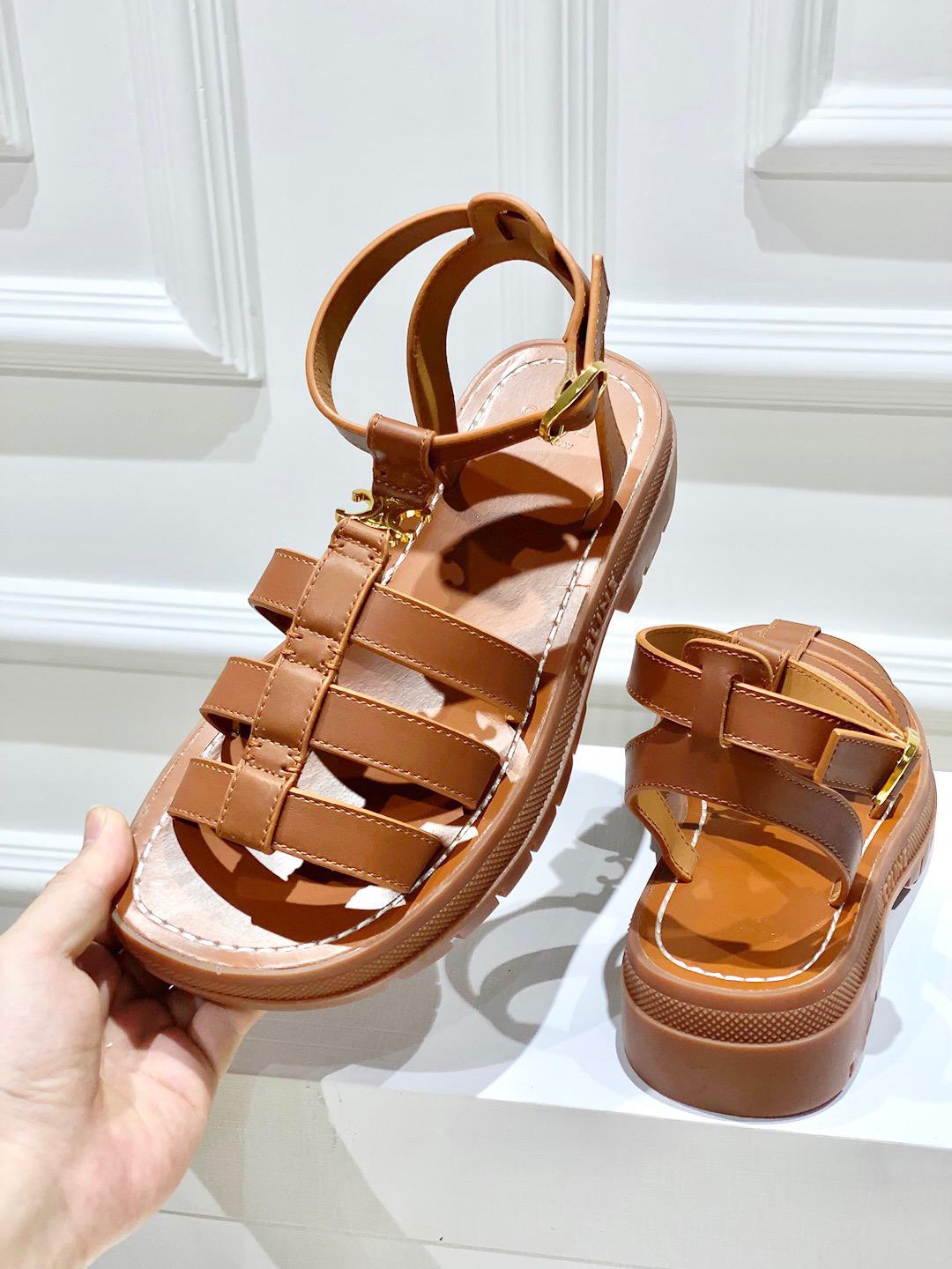 CELINE CLEA TRIOMPHE GLADIATOR ANDALIA IN CALF LEATHER - VEGETABLE TANNING