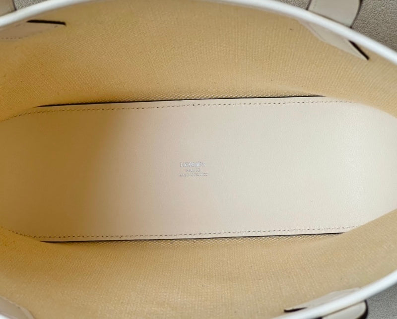 Bolsa Hermès Cabas H Biais 27 White Yellow