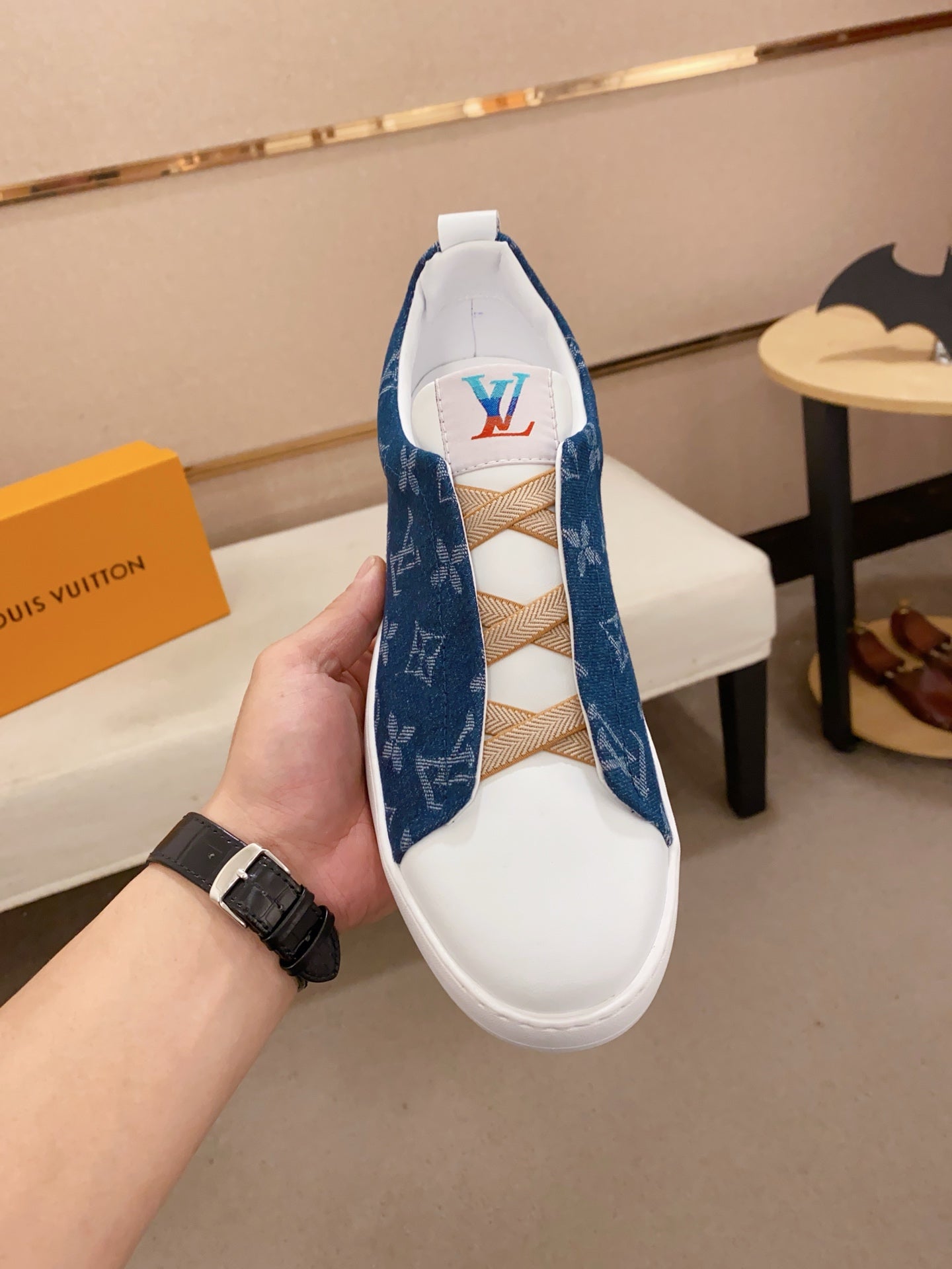 Tenis LV Mirror Monogram Suede Blue