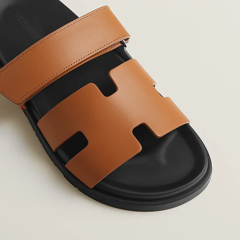 Hermes Chypre Sandal Noir Black Orange