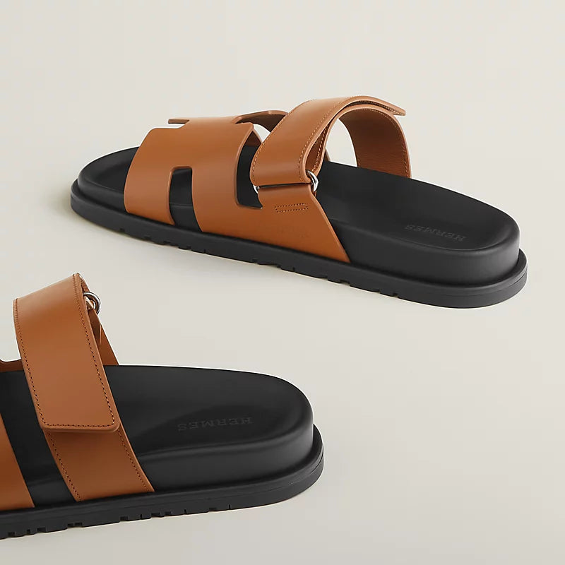 Hermes Chypre Sandal Noir Black Orange