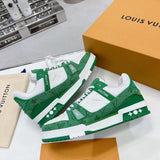 Trainer Green Monogram Denim White