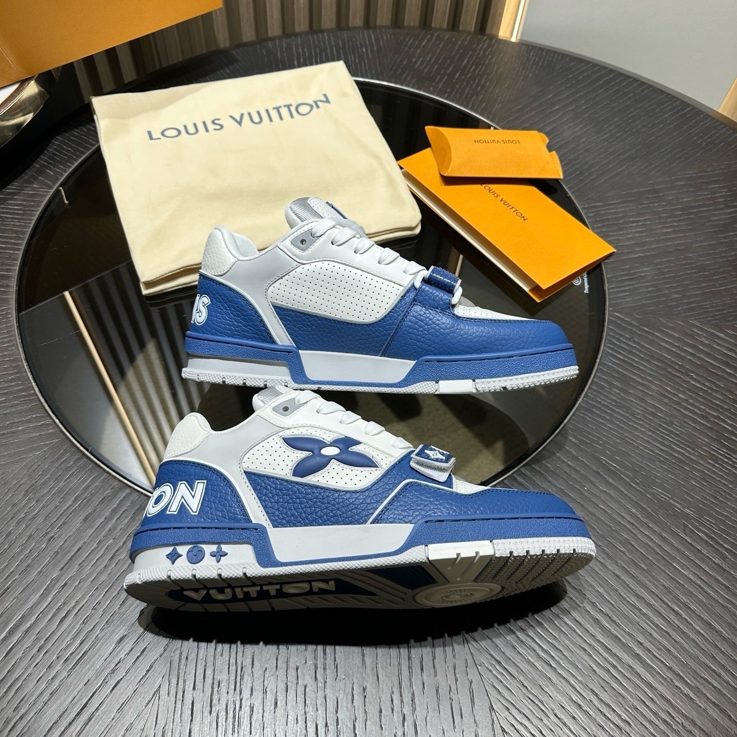 Louis Vuitton LV Trainer Low Velcro Strap Monogram Blue