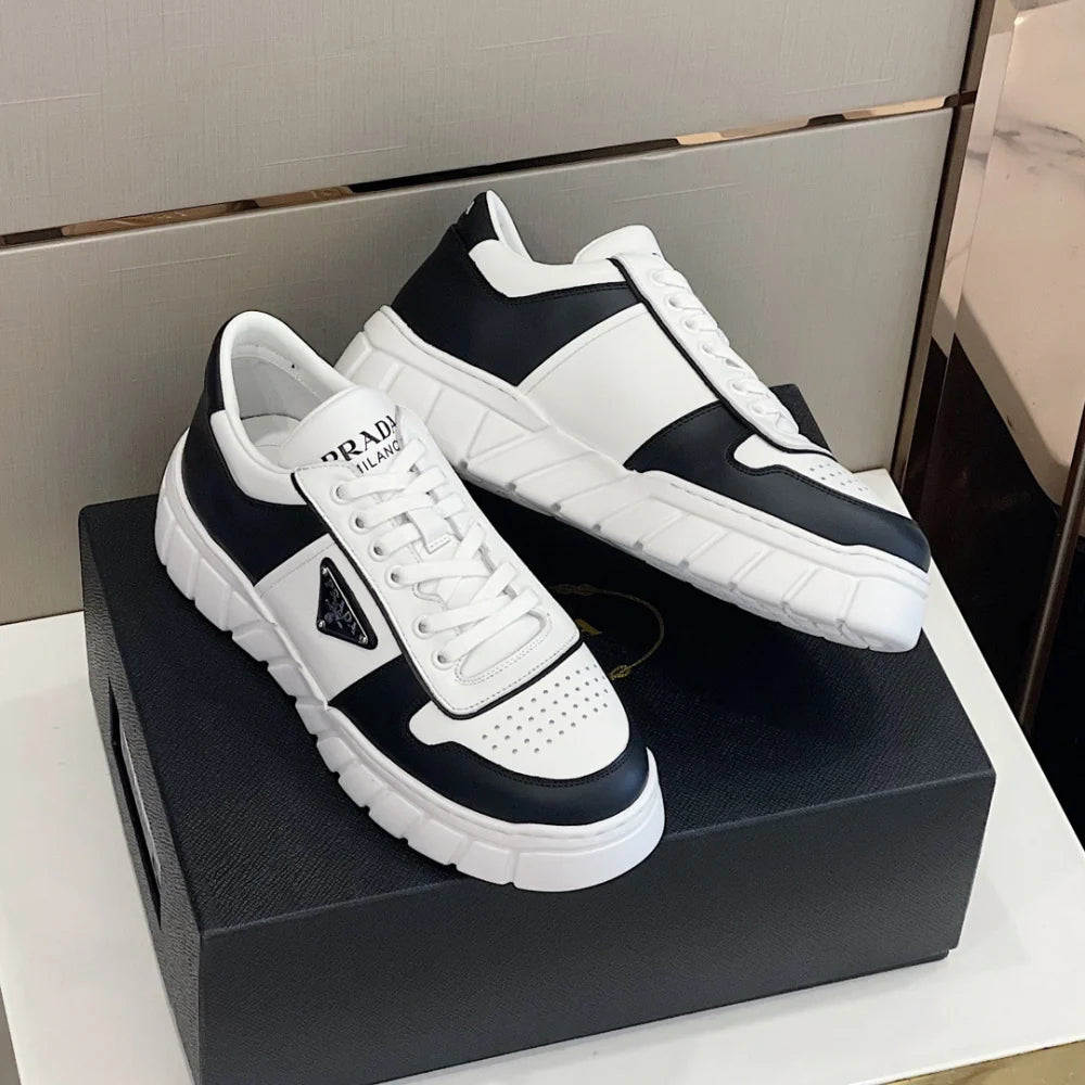 Prada Downtown Low Top Sneakers Black White