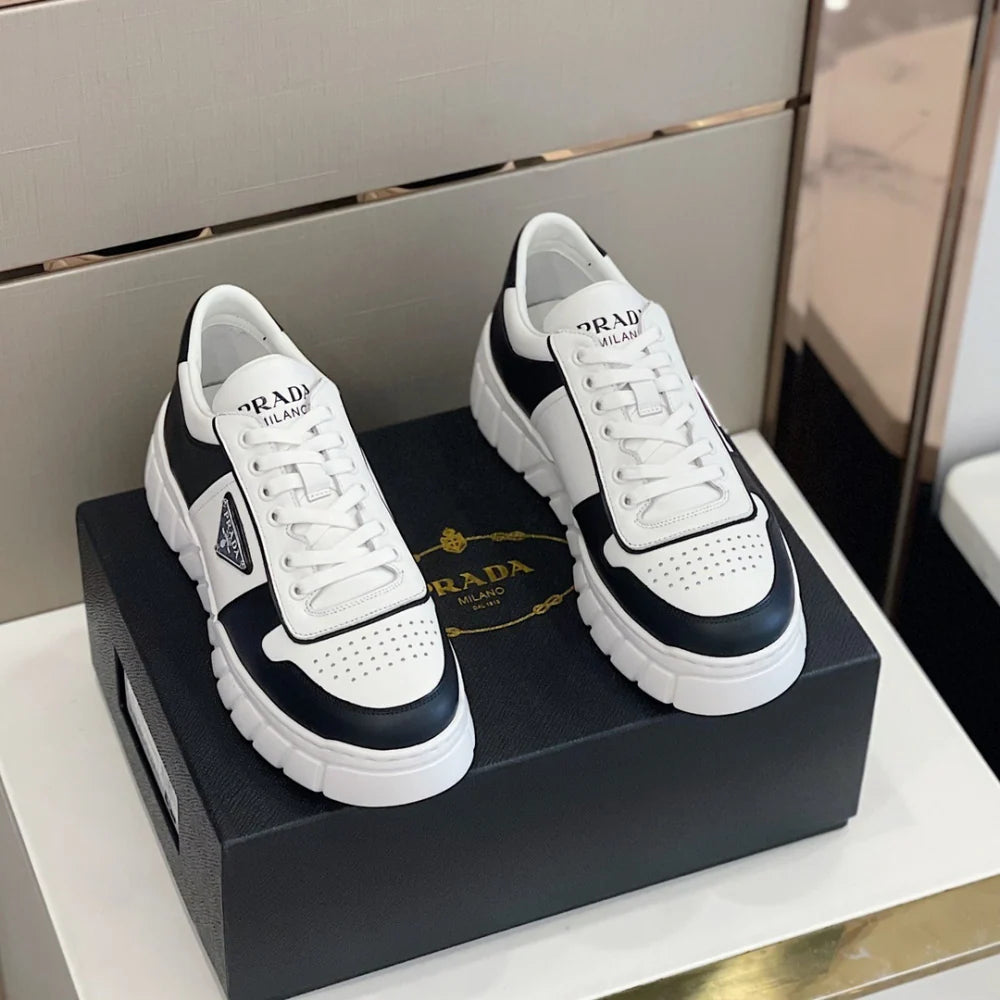 Prada Downtown Low Top Sneakers Black White