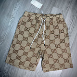 Shorts Gucci Beige Monogram Denim GG Gold