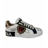 Dolce & Gabbana Portofino Graffiti-Print Sneakers Gold (Pronta Entrega) Tamanho 35