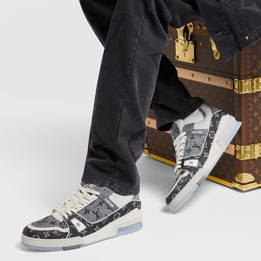 Louis Vuitton LV Trainer Grey Monogram Denim White